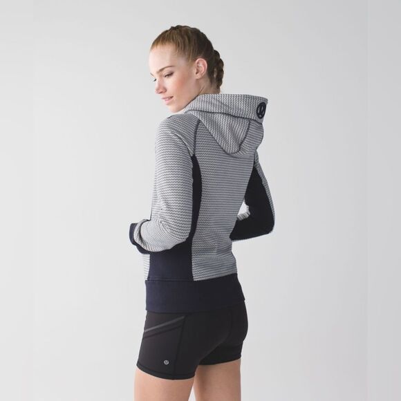 EUC Lululemon Scuba Hoodie II Washi Weave Angel Wing Naval Blue RARE - Picture 2 of 10